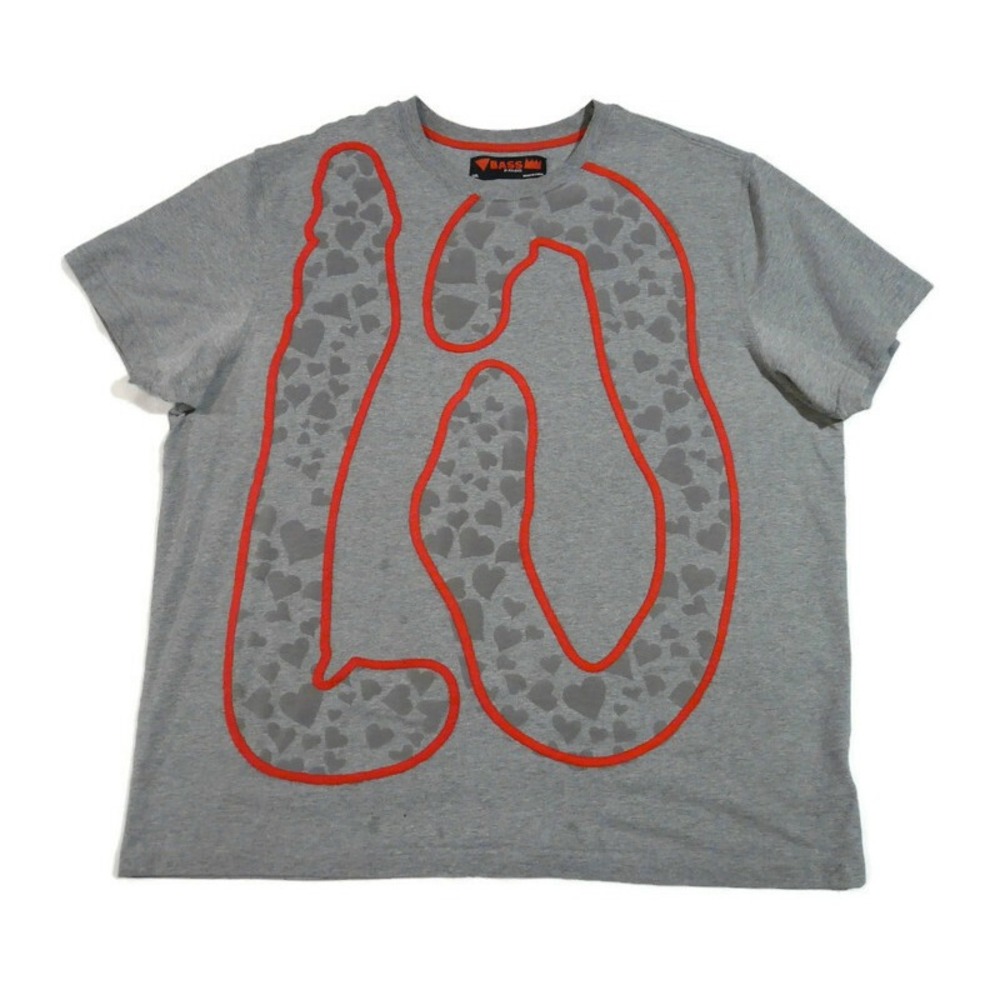 Bass by Ron Bass Graphic Tee Mens 3XL Gray Love Streetwear Cotton Shirt - Picture 2 of 7